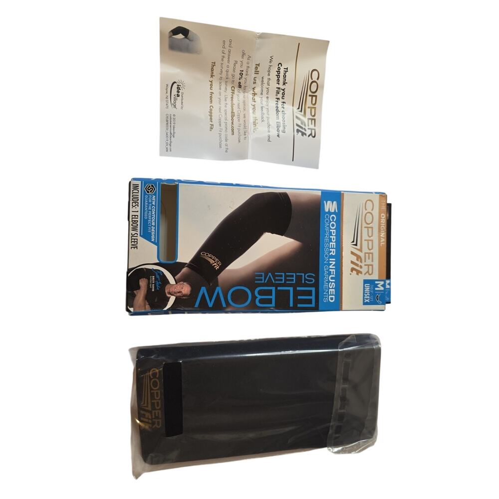 Copper Fit Original Copper Infused Recovery Elbow Sleeve, Black M 10.5" To 12"